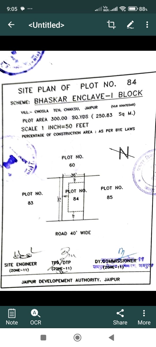 JDA  patta plot sell  in Bhaskar enclave tonk road Jaipur near Ganesh vihar Aypdhya nagri